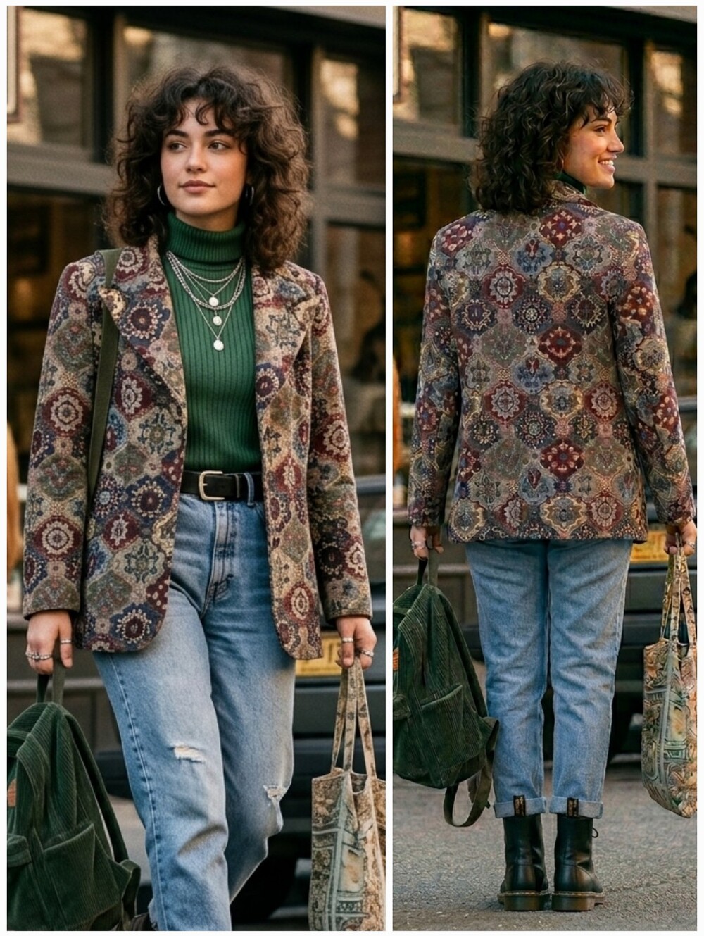 Mister Leonard S Vintage 90s Eclectic Boho Shabby Chic Artsy Tapesty Blazer